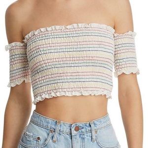 Off the shoulder cropped striped shirt